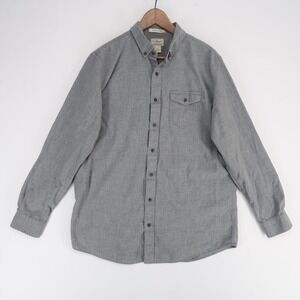 LL Bean Shirt Mens L Tall Gray Heather Button Down Slightly Fitted Long Sleeve